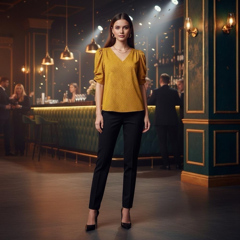 Adrianna Papell Medium Yellow Diamond Blouse